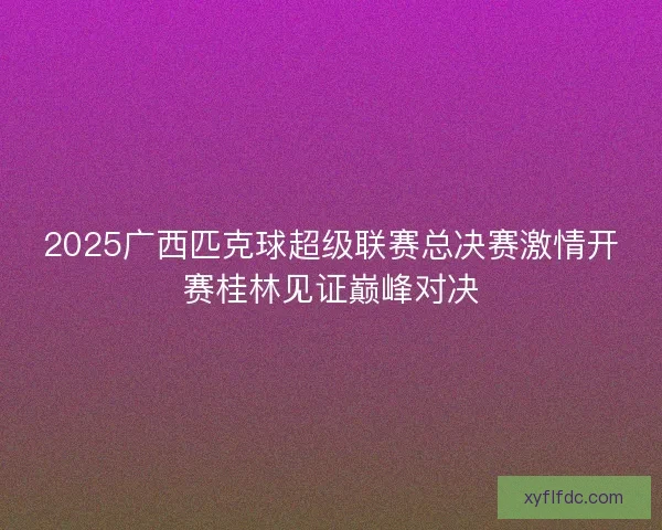 2025广西匹克球超级联赛总决赛激情开赛桂林见证巅峰对决